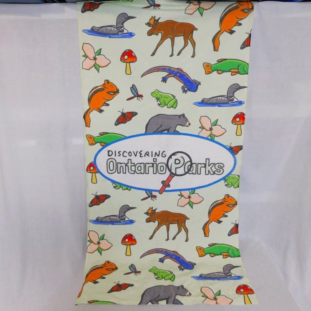 Discovering Ontario Parks Wild Life Beach Towel 30" x 60 Bird Fish Trillium READ